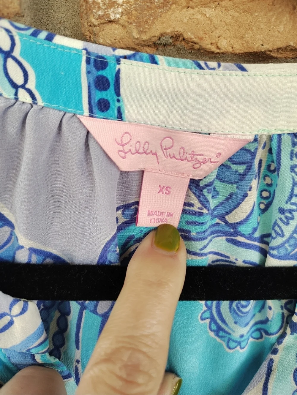 Lilly Pulitzer Elsie Silk Top Searulean Blue Test The Water Print XS Resort Wear